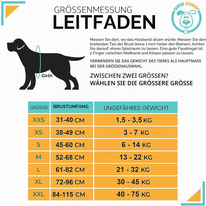 SUPER DOGGY Hundegeschirr personalisiert – Anti-Zug, reflektierend und sicher – Brustgeschirr für kl