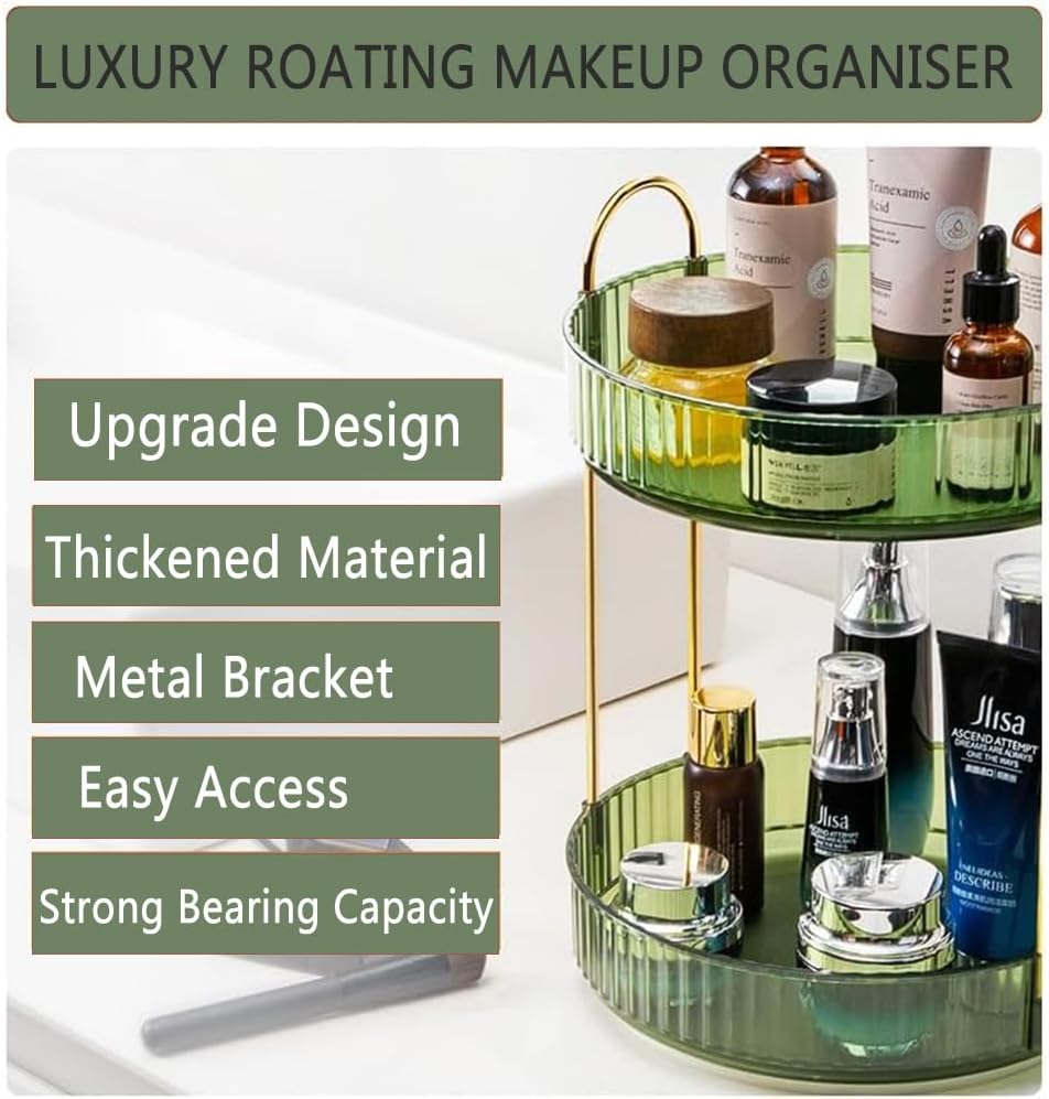 ROWNYEON Make up Organizer 360° Drehbar Kosmetik Organizer,Hautpflege Parfüm Organizer, 2 Lagen BadO