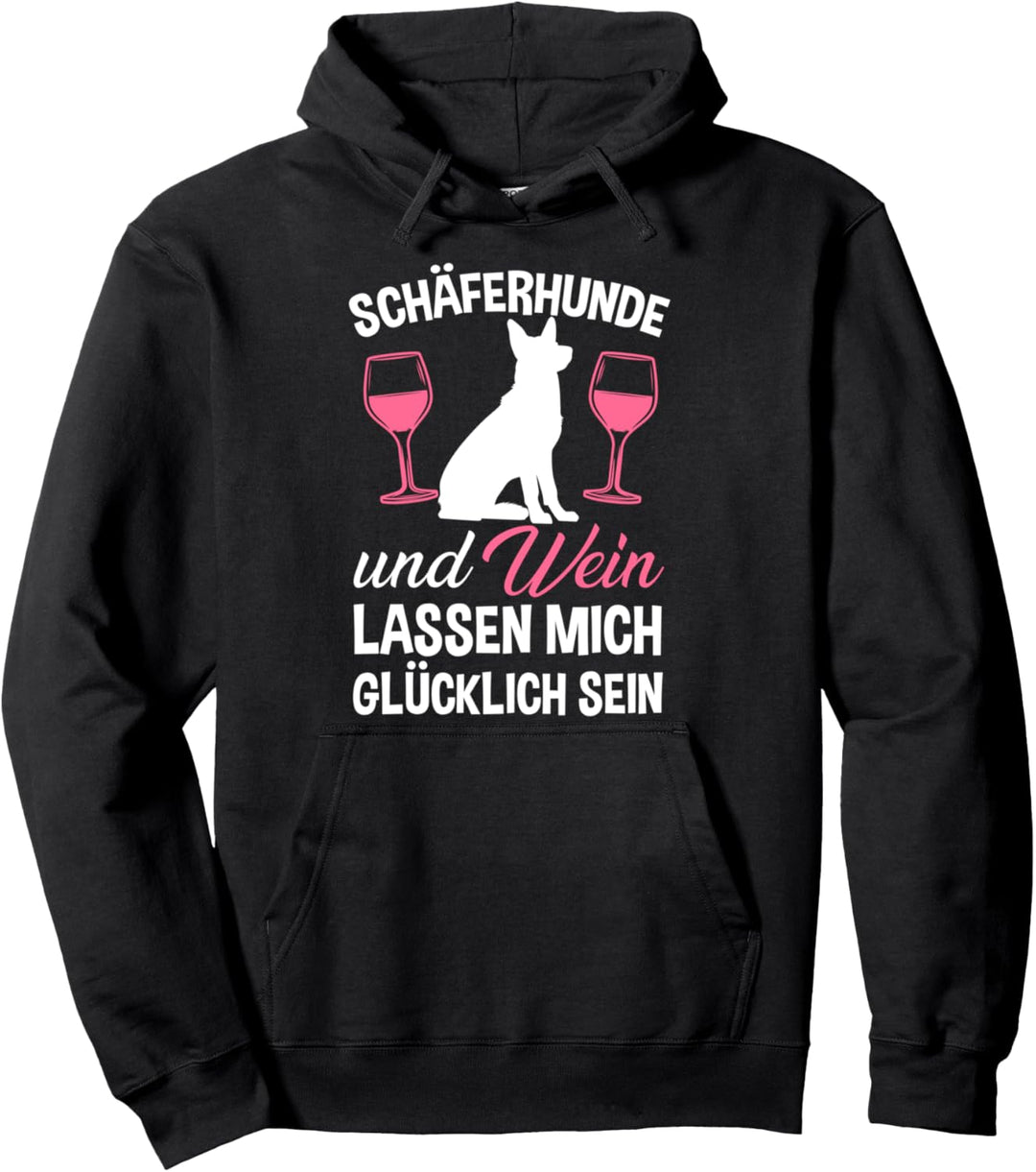 Schäferhund und Wein Pullover Hoodie