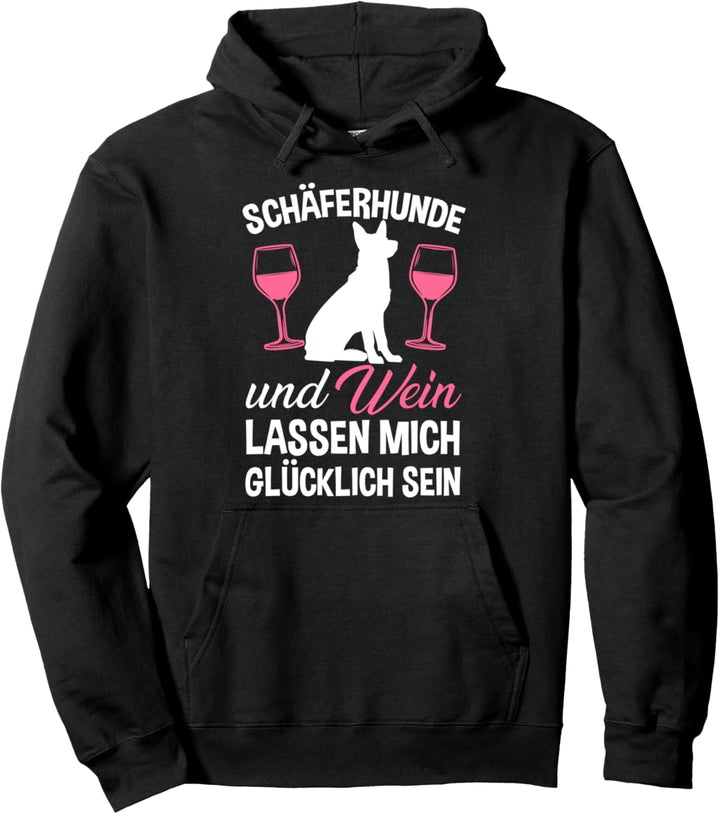 Schäferhund und Wein Pullover Hoodie