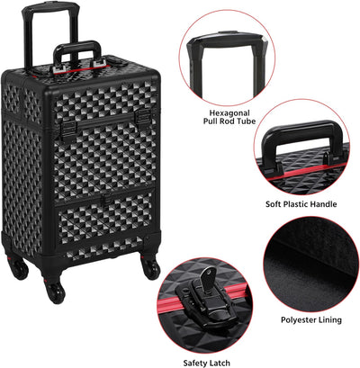 Yaheetech Alu Kosmetikkoffer Friseurkoffer Trolley Schminkoffer Beauty Case 34,3 x 24,2 x 55,5 cm sc