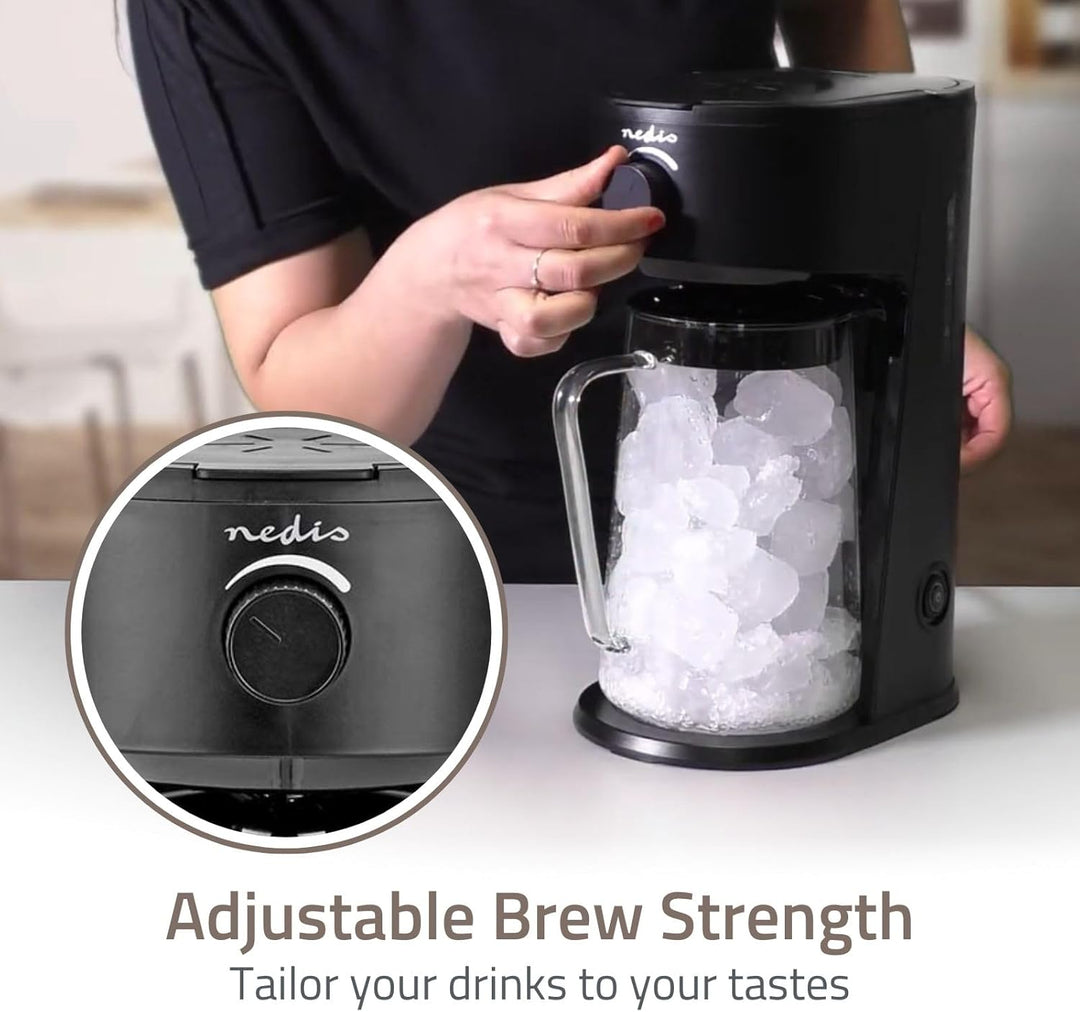 Nedis KAICM200FBK Eiskaffee- und Eistee-Zubereiter – 2,5l Fassungsvermögen – Für bis zu 6 Tassen – M