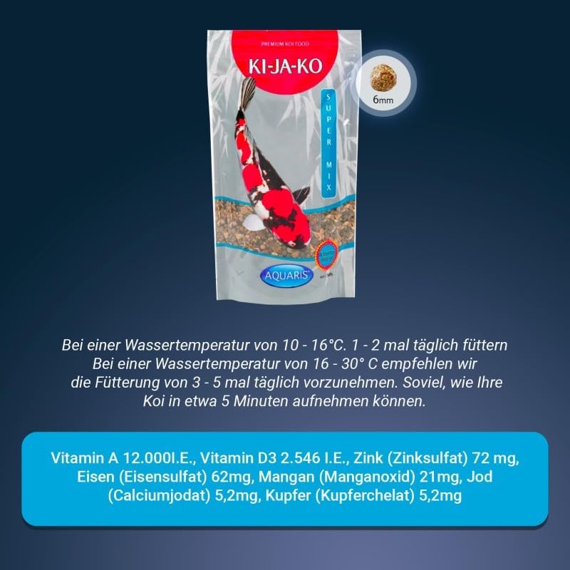 KI-JA-KO Super Mix Wellness-Koifutter in Premiumqualität 3 kg / 6mm - für Koi-Karpfen, das Wellness-