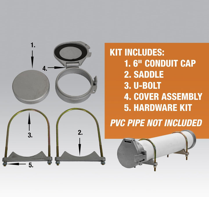 Buyers Products CC600 PVC-Rohrträger-Set, 15,2 cm Durchmesser, Montagezubehör im Lieferumfang enthal
