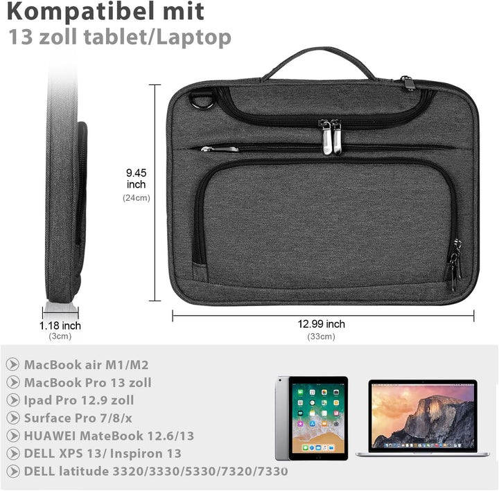 BERTASCHE 13 Zoll Laptop Sleeve Case, Laptoptasche für MacBook Air 13/Pro 13, Surface Pro 9/8/7/6/5/