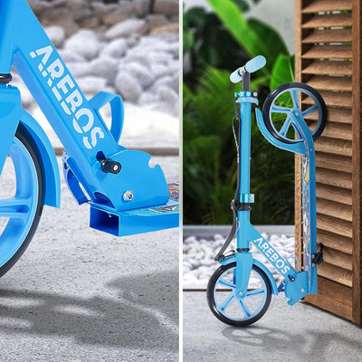 Arebos Cityroller Tretroller Scooter höhenverstellbar | klappbar | inkl. Traggurt | XXL Räder | Trit