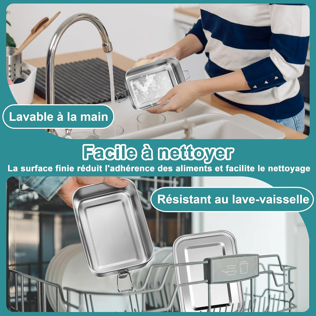 Homikit Brotdose mit Fächern, 2 Stück Edelstahl Bento Box Lunchbox für Kinder & Erwachsene, Lunch Bo