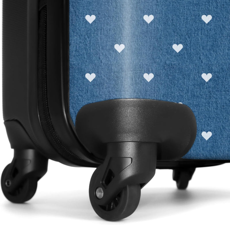 NoBoringSuitcases.com® Koffer Handgepäck Trolley Rollkoffer Kleine Reisekoffer mit 4 Rollen - Herzen