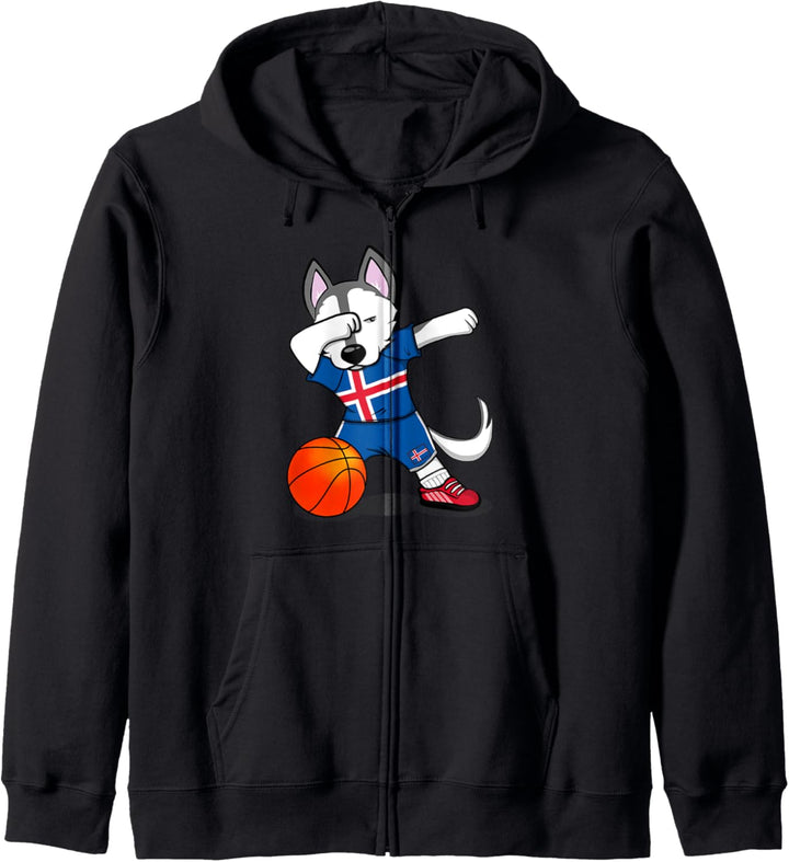 Dabbing Husky Island Basketball Fans Trikot Island Island-Flagge Kapuzenjacke