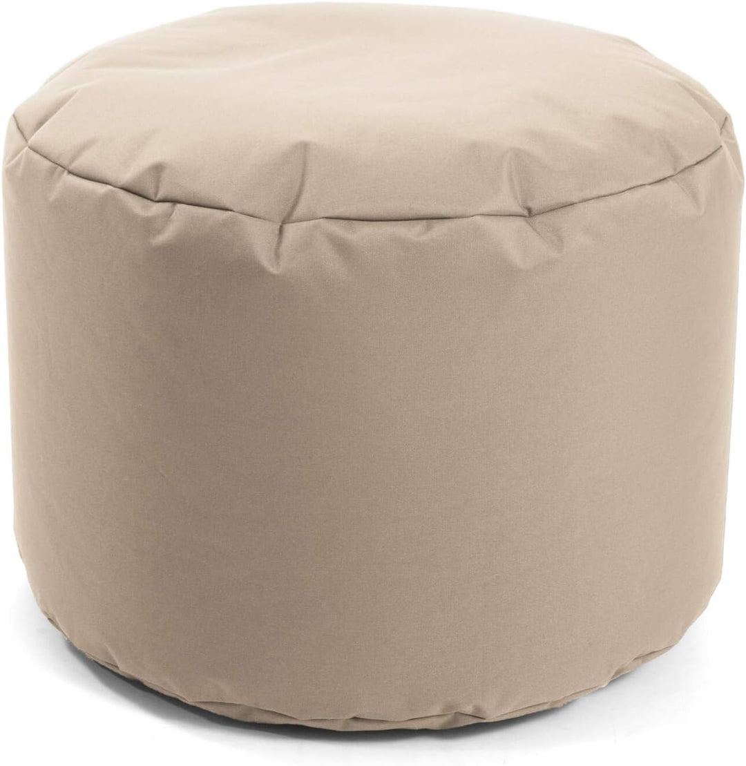 mokebo® Outdoor Pouf o. Hocker 60x40cm in Beige für Balkon & Garten 'Der Ruhepouf', Sitzhocker rund,