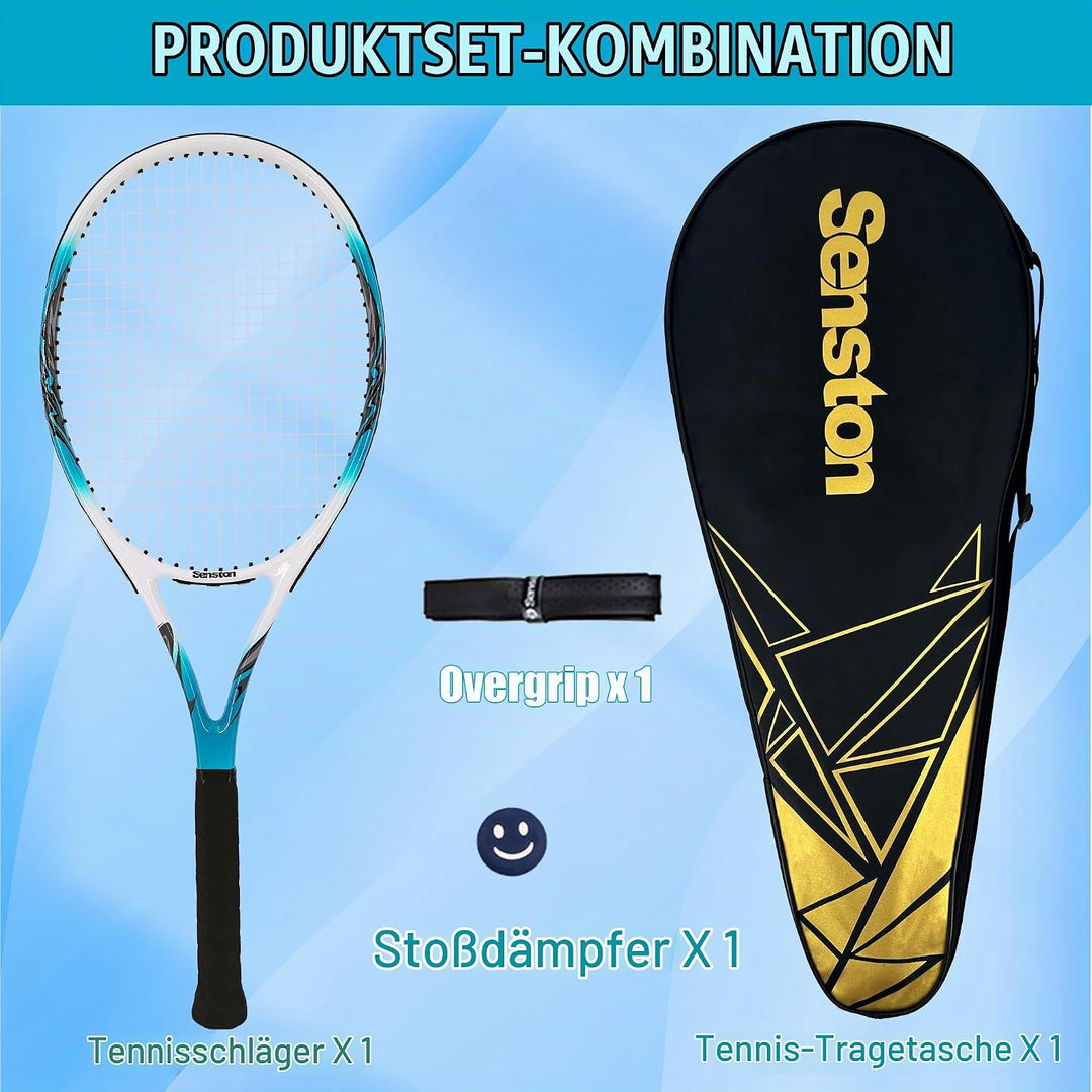 Senston Tennisschläger 68,6 cm, Professioneller Training Tennis Racket für Damen Herren blue 27 inch