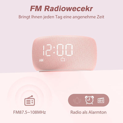 DOUMOSH Radio mit Bluetooth, Wecker Radio mit 0-100% Display Dimmer, Bluetooth-Lautsprecher, Farbige
