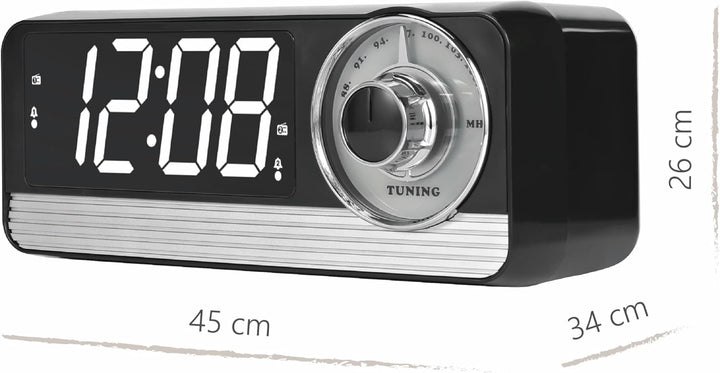 Silva Schneider TR 1970 D – Retro Tischradio mit FM, grossem LED-Display (dimmbar), Doppelalarm, Sch