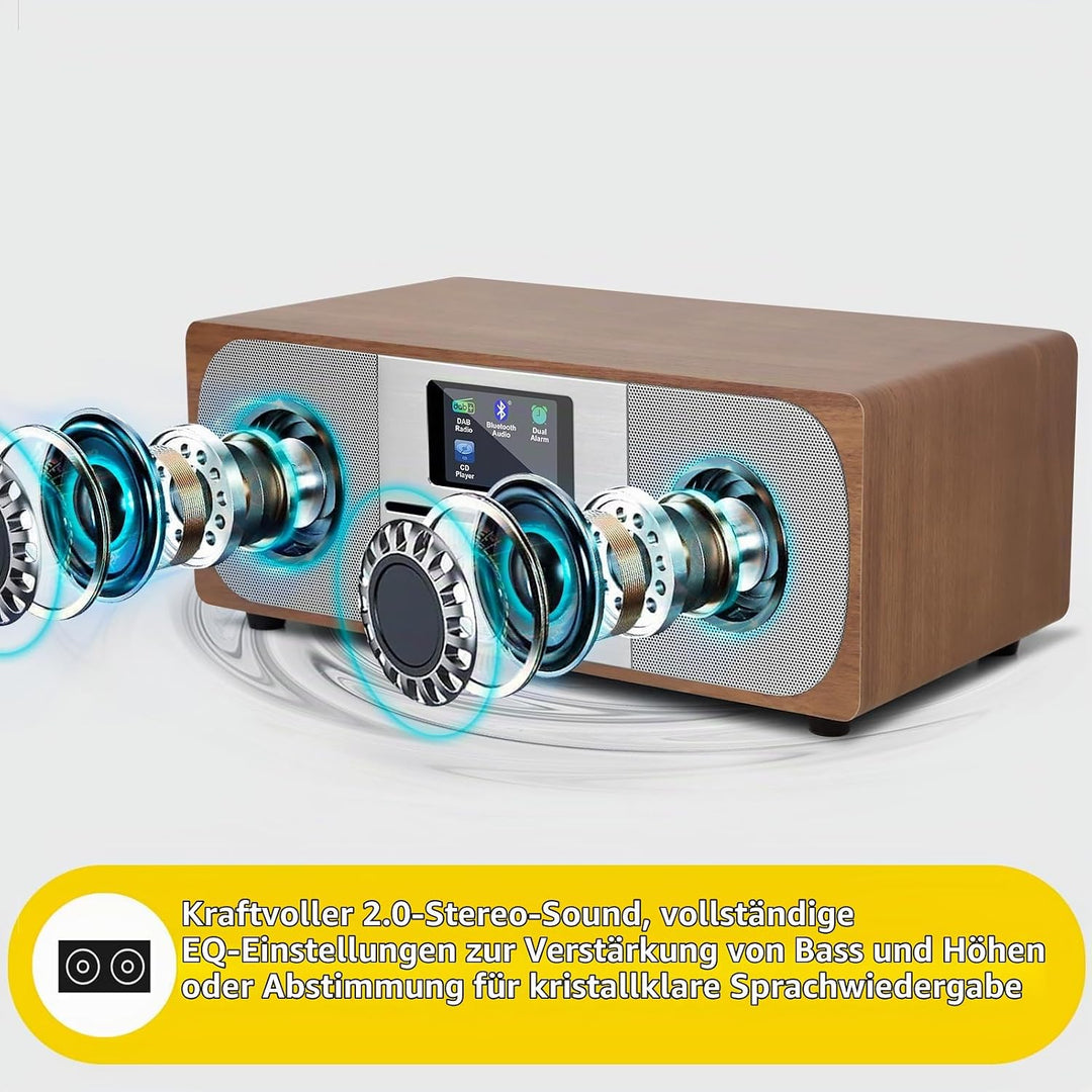 Stereo Digitalradio CD-Player | HiFi-System | DAB+, USB MP3, Bluetooth5.3, UKW | Leistungsstarkes St
