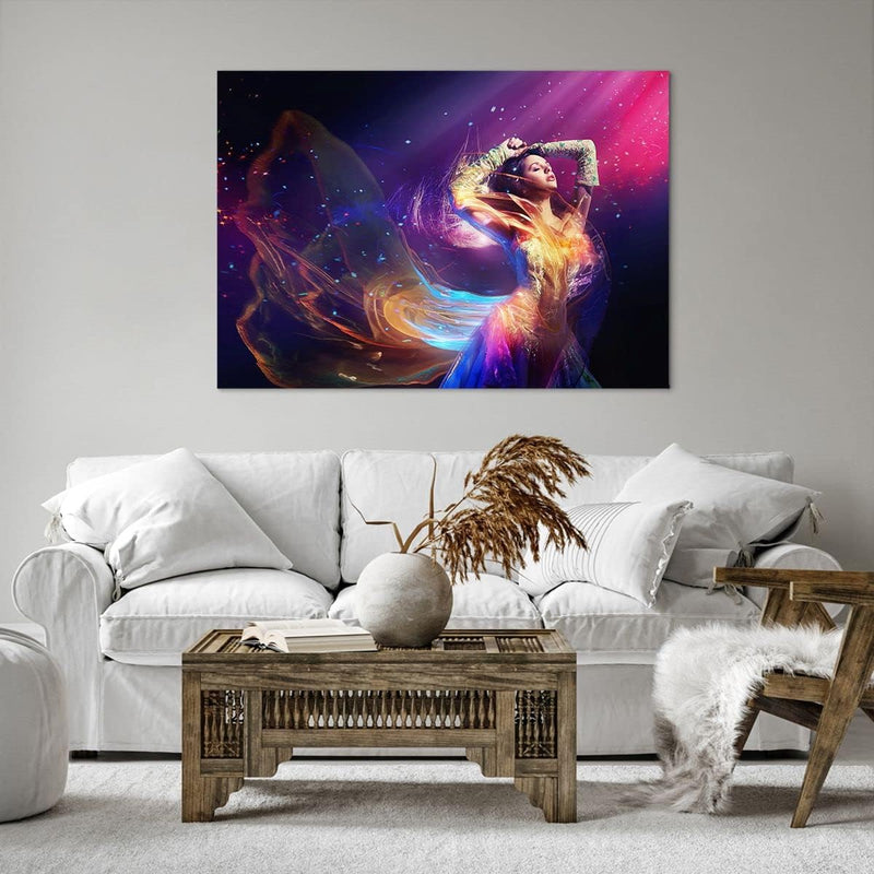 Bilder auf Leinwand 100x70cm Leinwandbild Schönheit Disco Mode Make-up Gross Wanddeko Bild Schlafzim