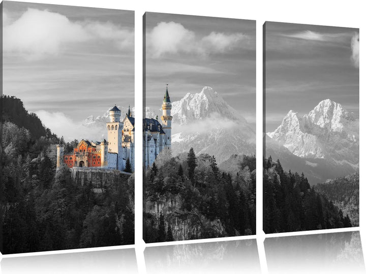 Pixxprint Schloss Neuschwanstein als Leinwandbild/Grösse: 3 Teilig (120x80) cm/Wandbild/Kunstdruck/f
