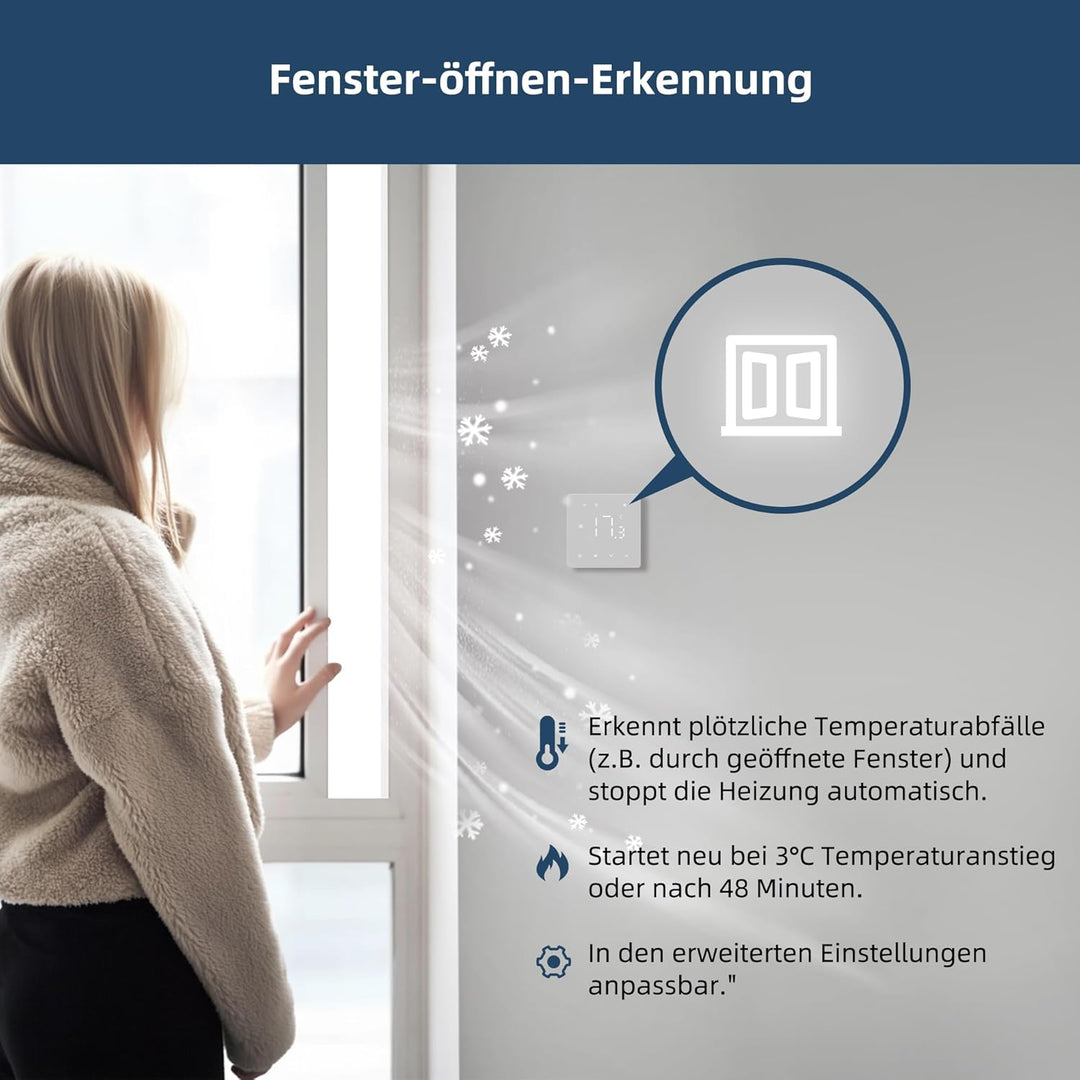 Beok Thermostat Fussbodenheizung Wasser, Raumthermostat Fussbodenheizung WiFi Digital, Tägliche Prog