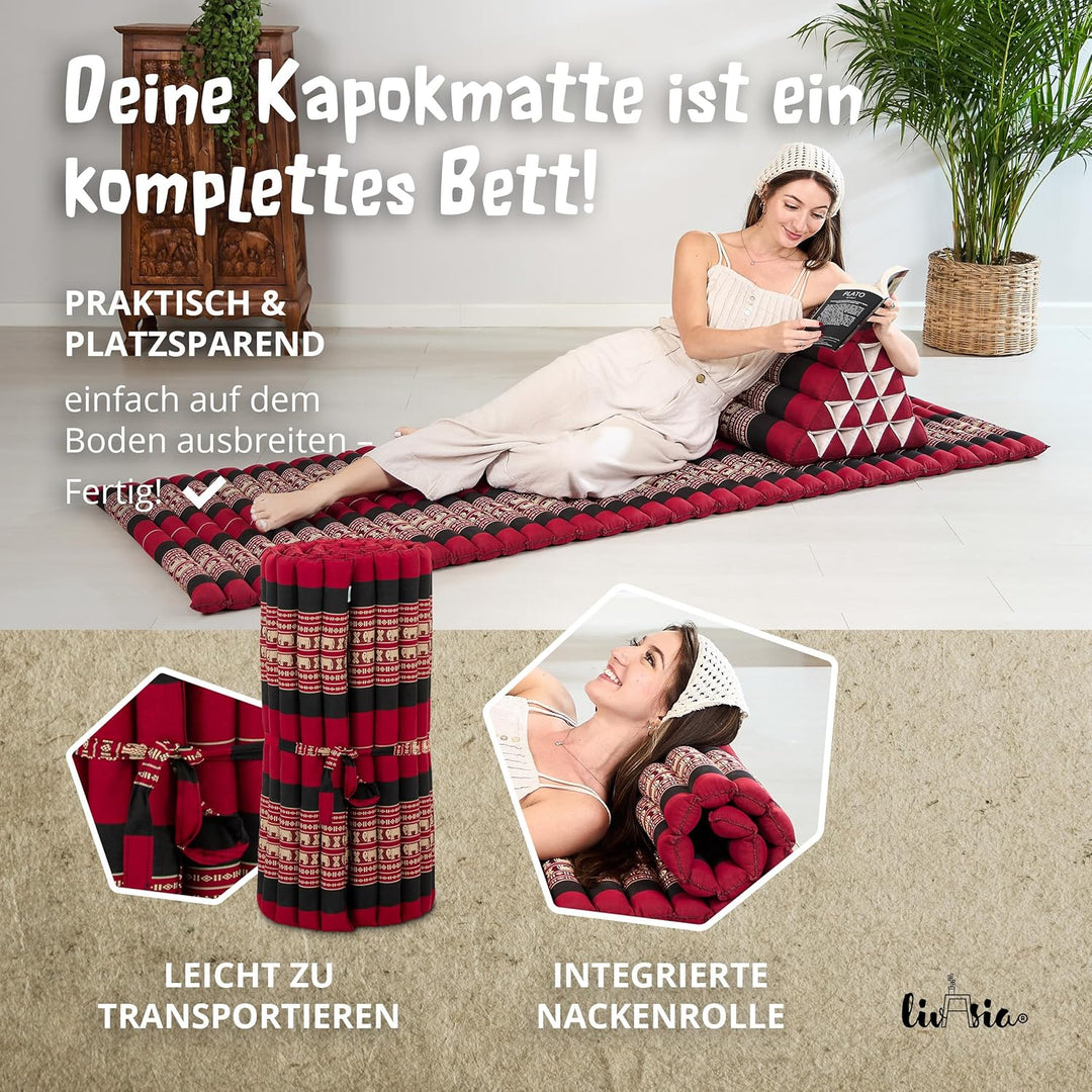 livasia Rollmatte Rollmatratze L-200x110x4,5cm, Gästebett Gästematratze 1 Person, Reisebett Kofferra
