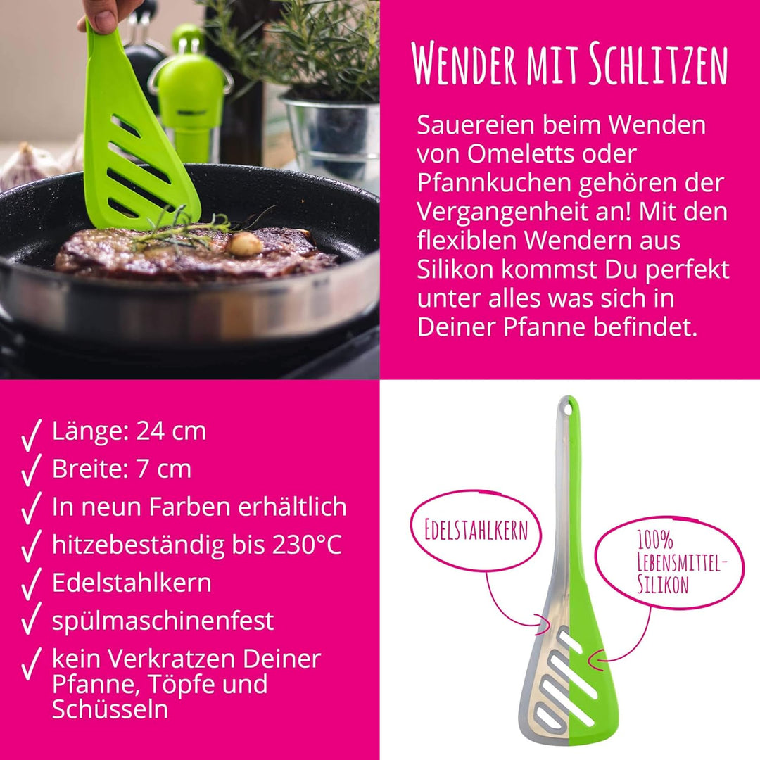 Kochblume Küchenhelfer-Set - Designwender S &amp; Sossenlöffel S &amp; Schöpfkelle S &amp; Flexlöffel S 4er Set