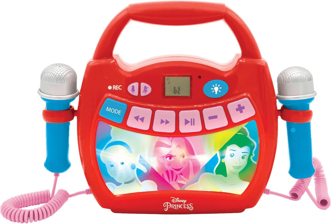 Lexibook MP300DPZ Disney Princess, Mein erster Karaoke Musikplayer mit 2 Spielzeugmikrofonen, Kabell