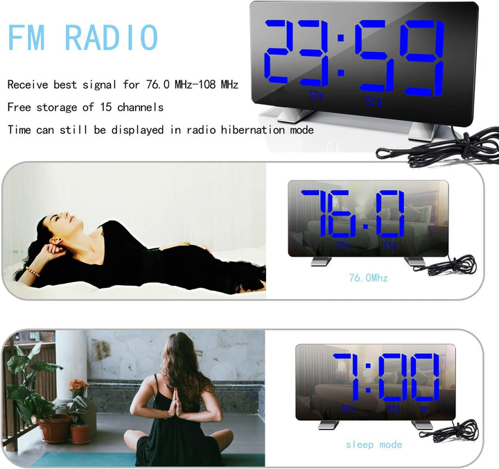 Lancoon Digitaler Radiowecker für das Schlafzimmer Einstellbare Helligkeit und Lautstärke Schlummern
