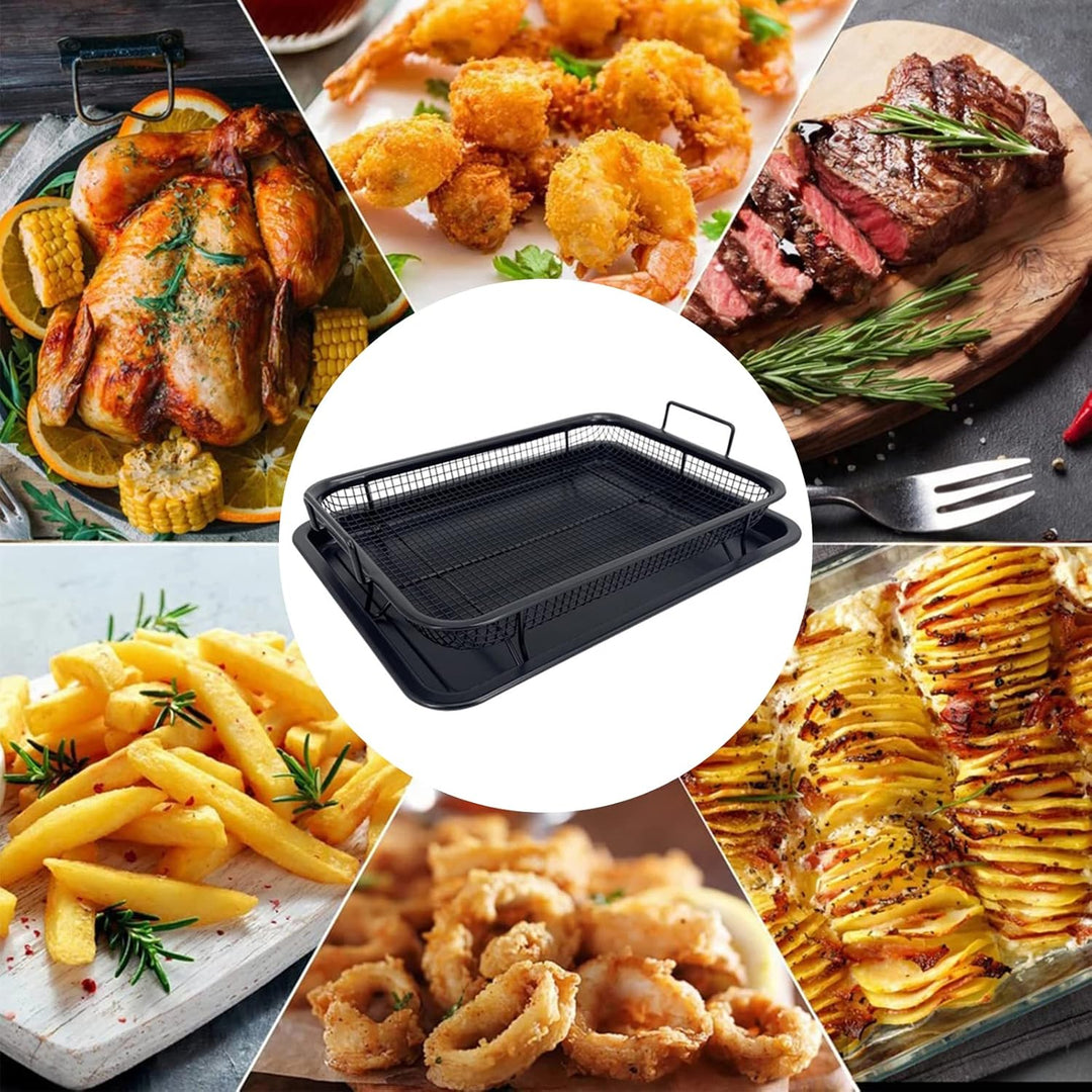 Grillkorb Grillgitter fettarm Backofen,CEIEVER Grillkorb Gitter für Backofen 33.5 * 22cm Grill Korb