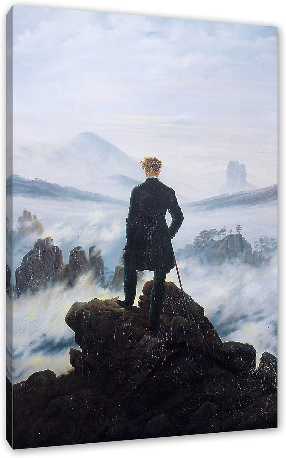 Caspar David Friedrich - Wanderer über dem Nebelmeer als Leinwandbild / Grösse: 100x70 cm / Wandbild