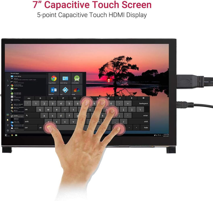 ELECROW Raspberry Pi Display, 7-Zoll 1024×600 Touchscreen Monitor Mini Bildschirm mit Propellerständ