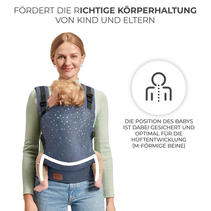 Kinderkraft Babytrage NINO CONFETTI, Rückentrage, Bauchtrage für Säuglinge und Kleinkinder, Baby Car