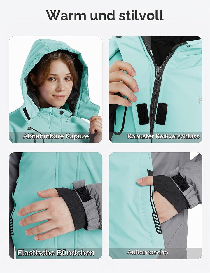 Wantdo Mädchen Berg Ski Jacke Warmer Winter Fleece Mäntel Wasserdichter Atmungsaktive RegenMäntel Ou