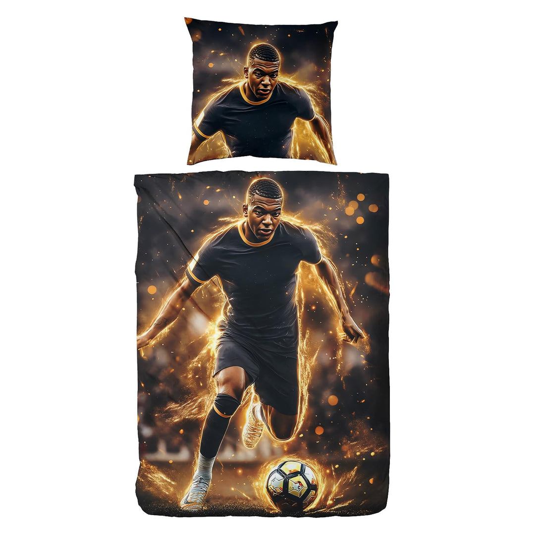 Fussball Star Bettwäsche 135x200 2-Teilig Mit Reissverschluss Microfaser Bettbezug Mit 80x80cm Kisse