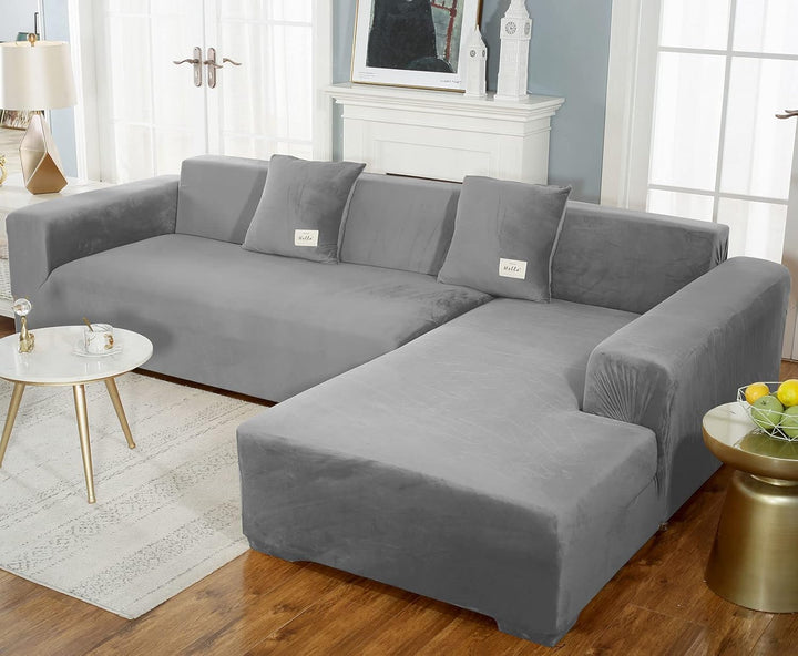 JHLD Sofabezug L Form, Stretch Sofabezug Samt L-förmiger Sofabezug Weiche Anti-rutsch Sofa Überwürfe