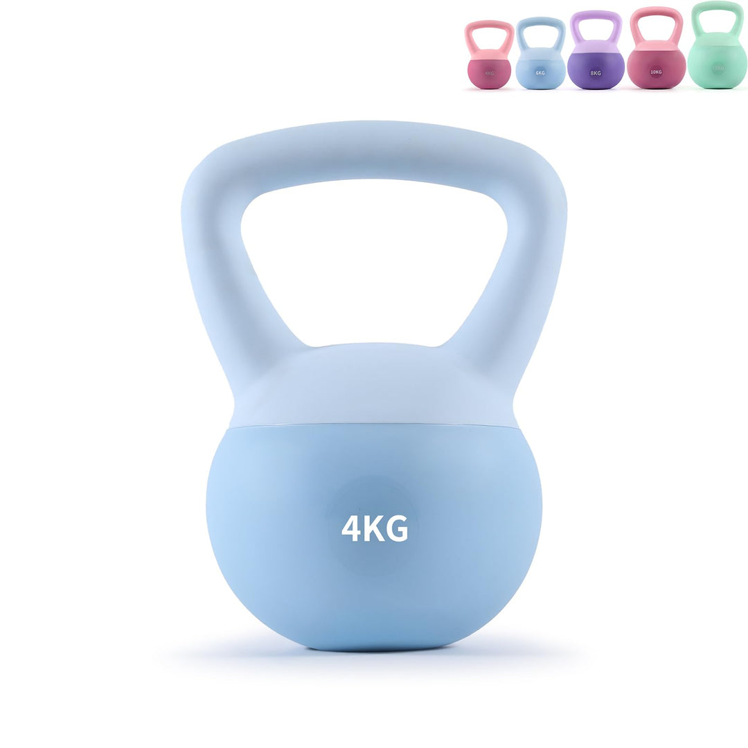 Soft Kettlebell 4-12kg - Bodenschonend und Leise, Eisensand-Kugelhantel mit ergonomischem Griff für