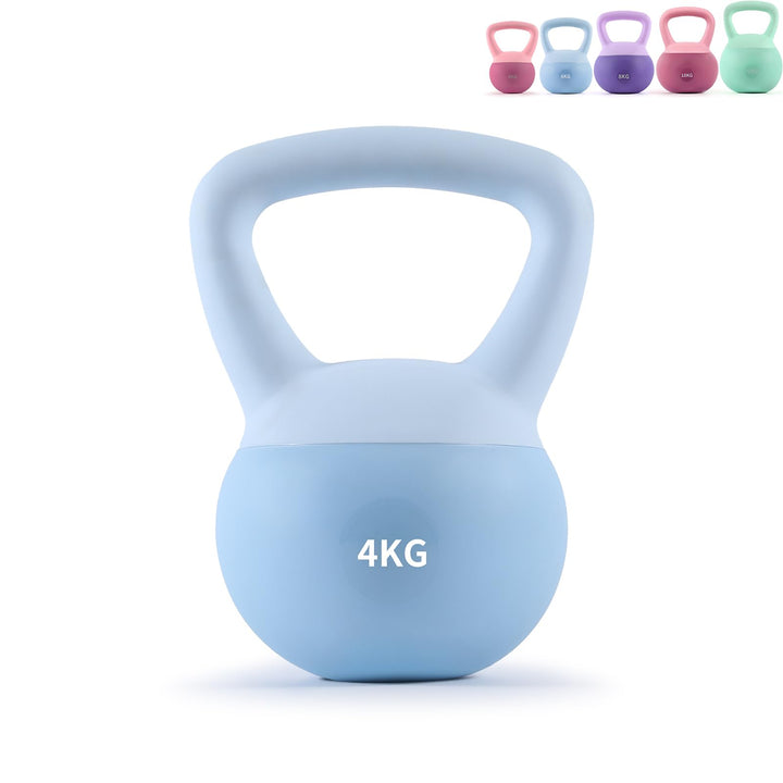 Soft Kettlebell 4-12kg - Bodenschonend und Leise, Eisensand-Kugelhantel mit ergonomischem Griff für