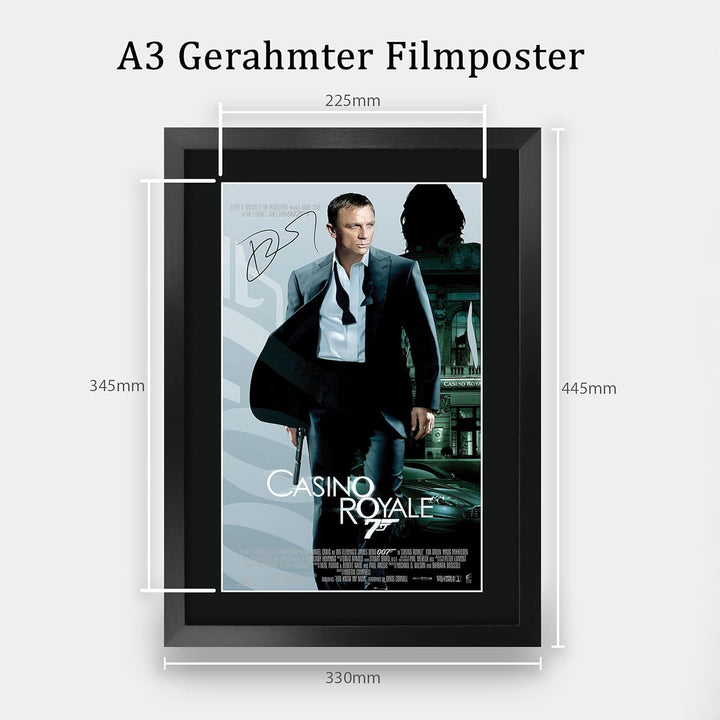 HWC Trading A3 FR James Bond - Casino Royale Movie Poster Daniel Craig Signed Geschenk GESTALTET A3