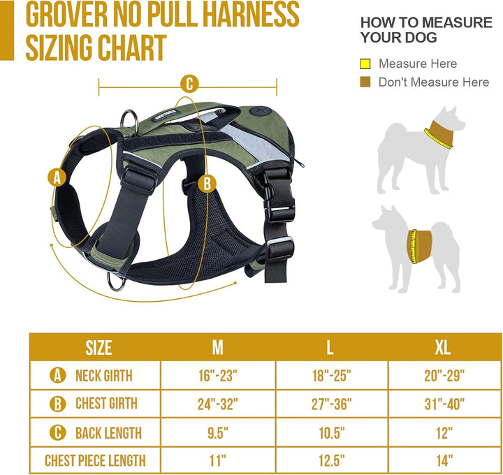 OneTigris Grover Taktisches No Pull Hundegeschirr für Grosse/Mittlere Hunde Einstellbar Brustgeschir
