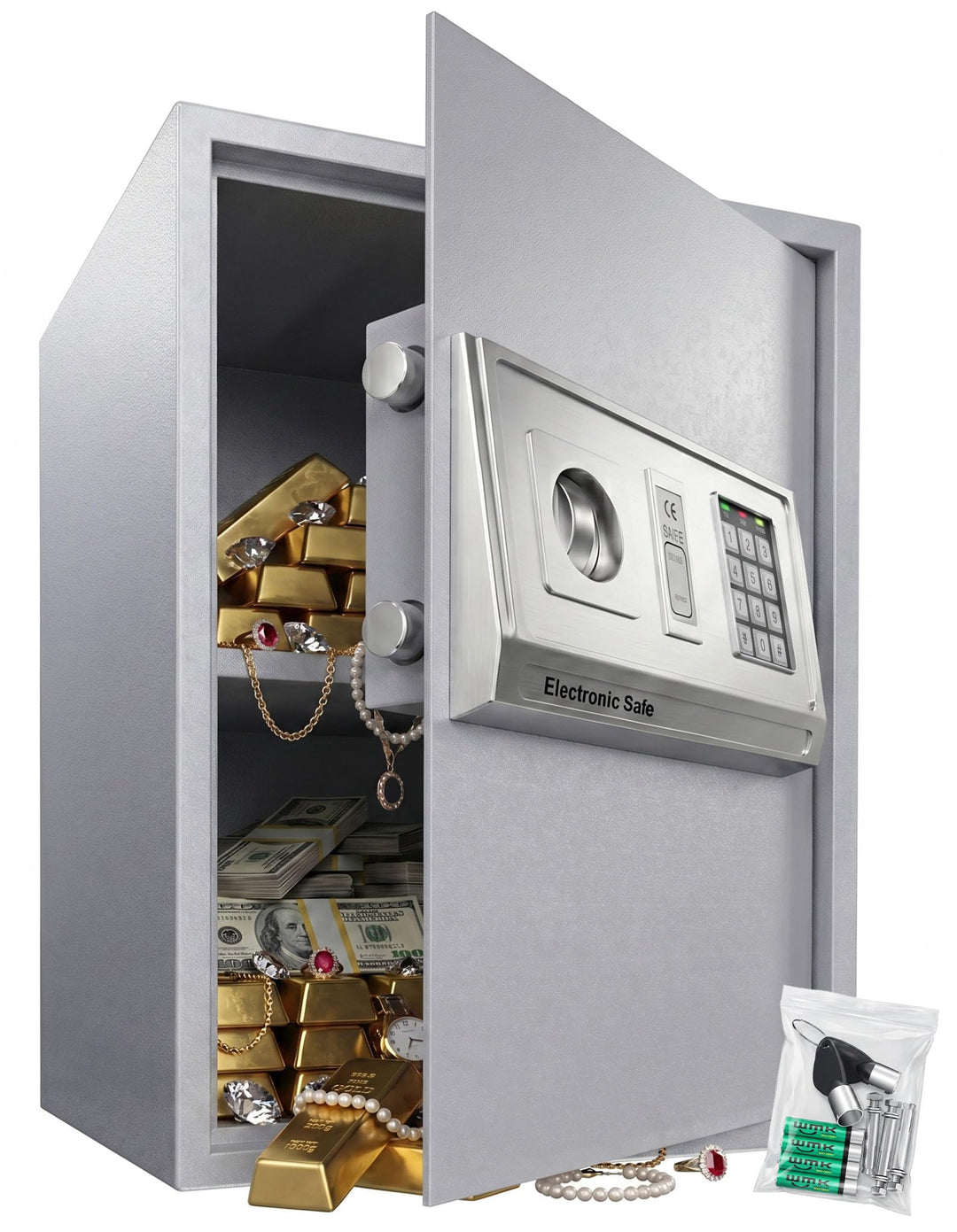 KESSER® Elektr. Tresor | 50x35x34,5 XXL | Türstärke 4mm | Elektronischer Safe | Doppelbolzenverriege