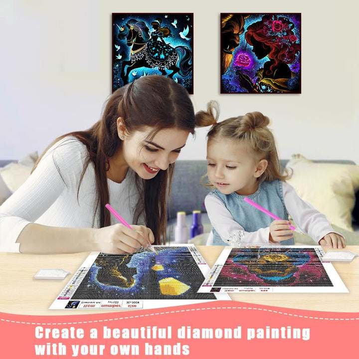 KEYRANKE Diamond Painting Disney 2 Stück Diamond Painting Kit Erwachsene-Prinzessin Diamant Bider Di