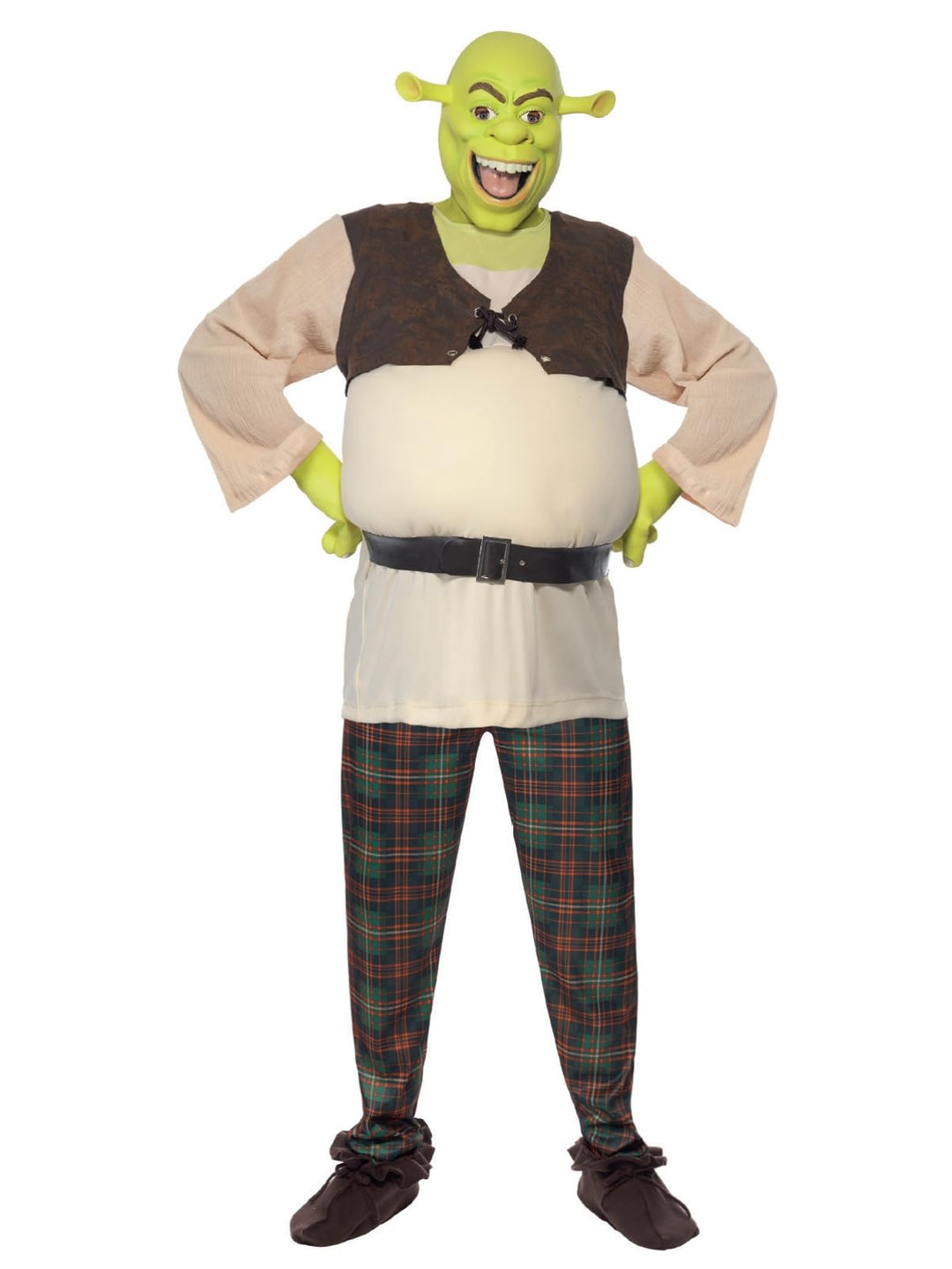 Smiffys Shrek Costume, Green with Top, Trousers, Hands &amp; Mask, Officially Licensed Shrek Fancy Dress