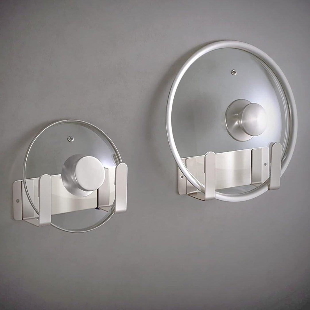 Topfdeckelhalter, An der Wand befestigte 304 Edelstahl-Wannen-Deckel-Organisator-Halter, Selbstklebe