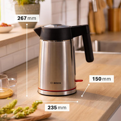 Bosch kabelloser Wasserkocher MyMoment TWK6M480, Abschaltautomatik, Überhitzungsschutz, Tassenanzeig