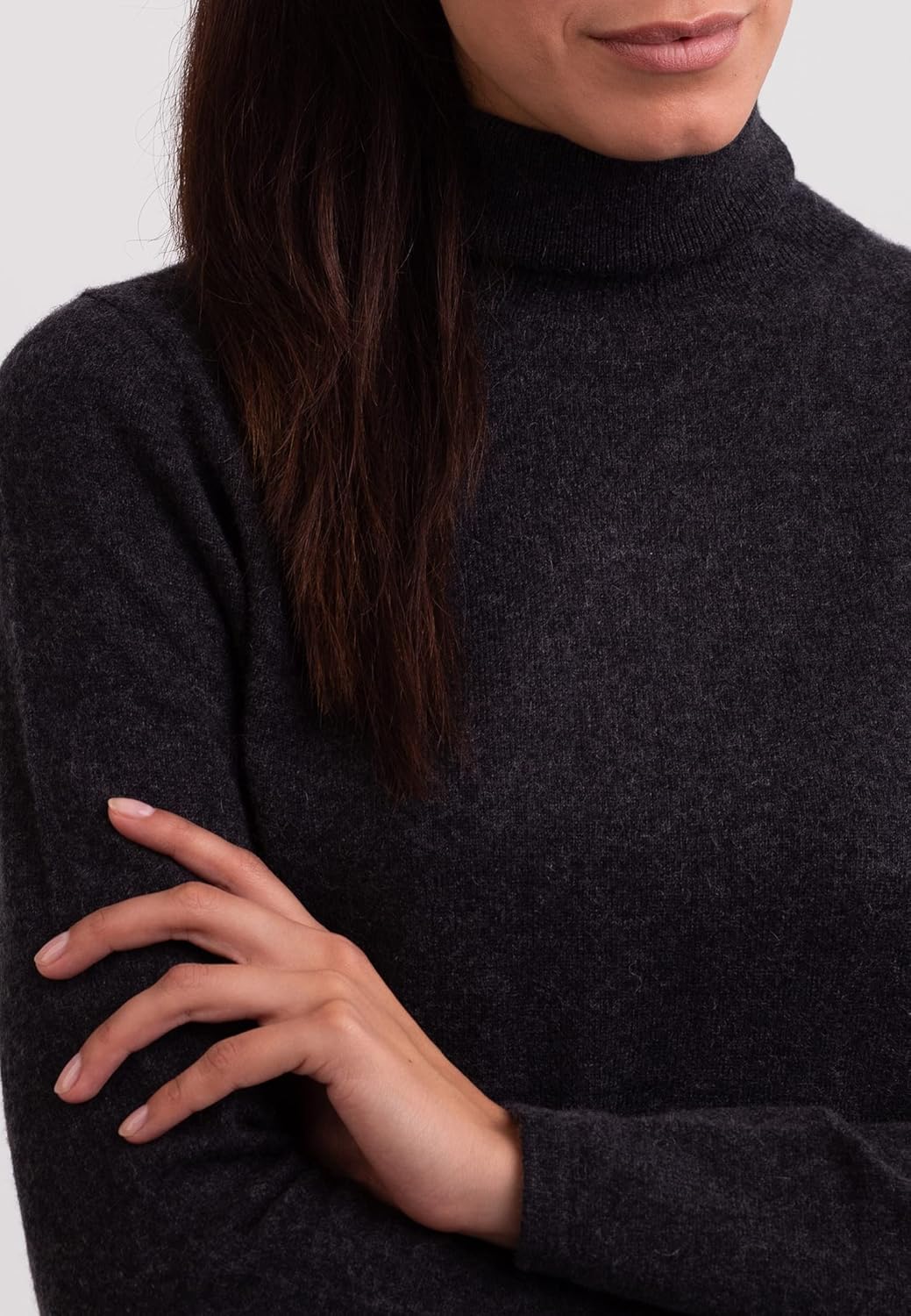 100% Kaschmir Damen Pullover | Sweater Rollkragen 2-fädig XS Dunkelgrau, XS Dunkelgrau