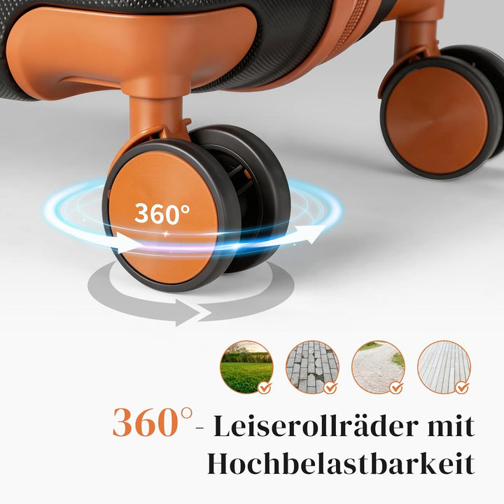 LEADZM Koffer Set 4 teilig Hartschale mit Kosmetikkoffer, Kofferset aus ABS, Reisekoffer mit Rollen