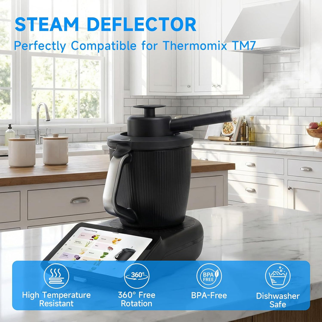 Dampfumleiter Kompatibel für Thermomix TM7, Dampfschutz Hängeschrank, mit Überlaufschutz, 360° Dampf