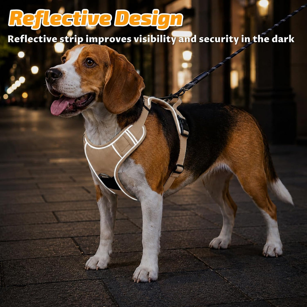 Hundegeschirr mit AirTag-Halter für Kleine Mittelgrosse Grosse Hunde, Anti Zug Geschirr Hund mit Gri