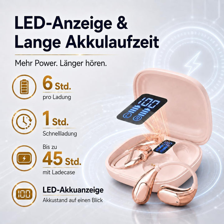 Bluetooth Kopfhörer 6.0 Kabellos, Sport Ohrhörer mit Ohrbügel, 50 Std. Spielzeit, LED Display Ladeca