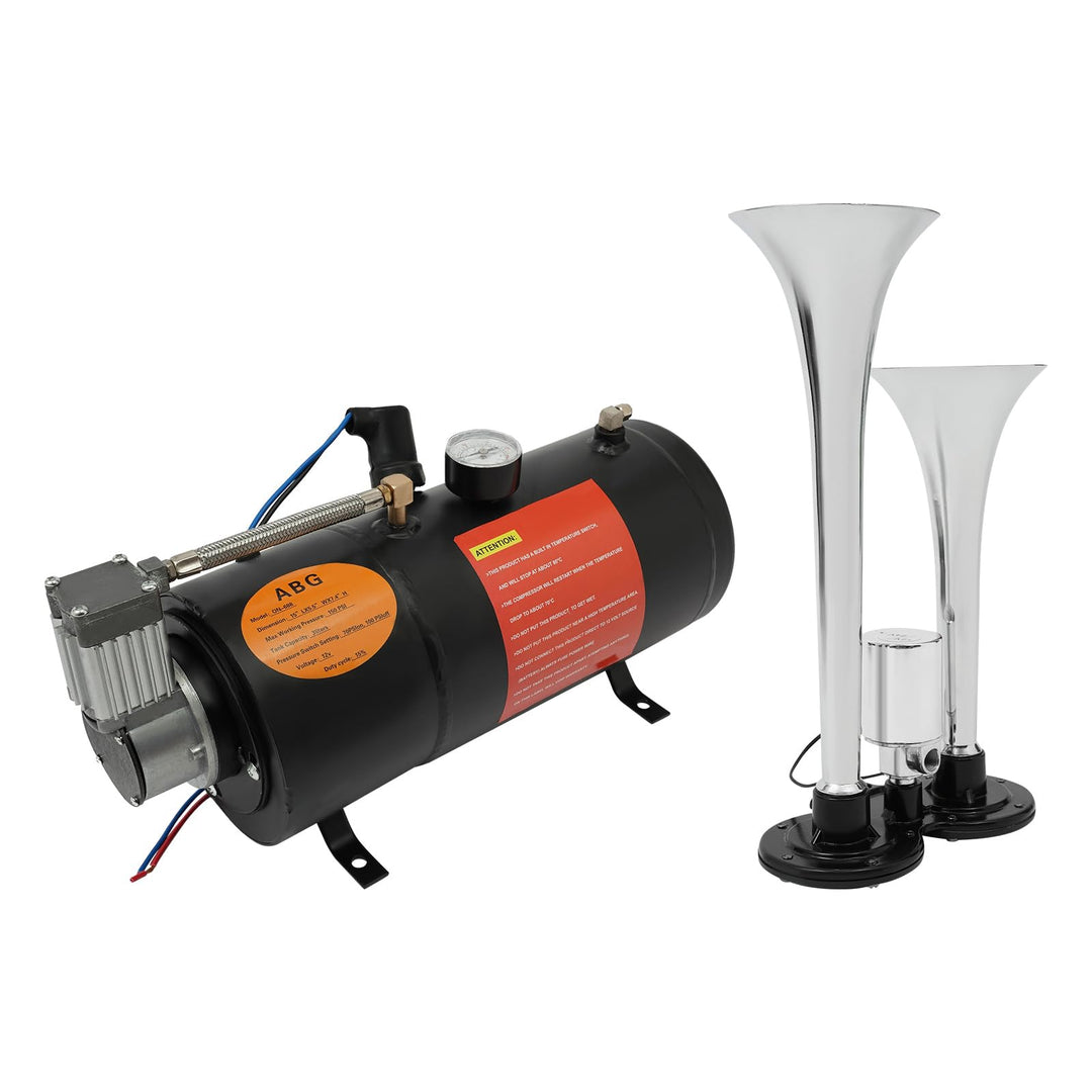 12V Luftkompressor Mit Tank, 150PSI Lufttank Kompressor Pumpe mit 2 Lufthörner für LKW SUV Car Truck