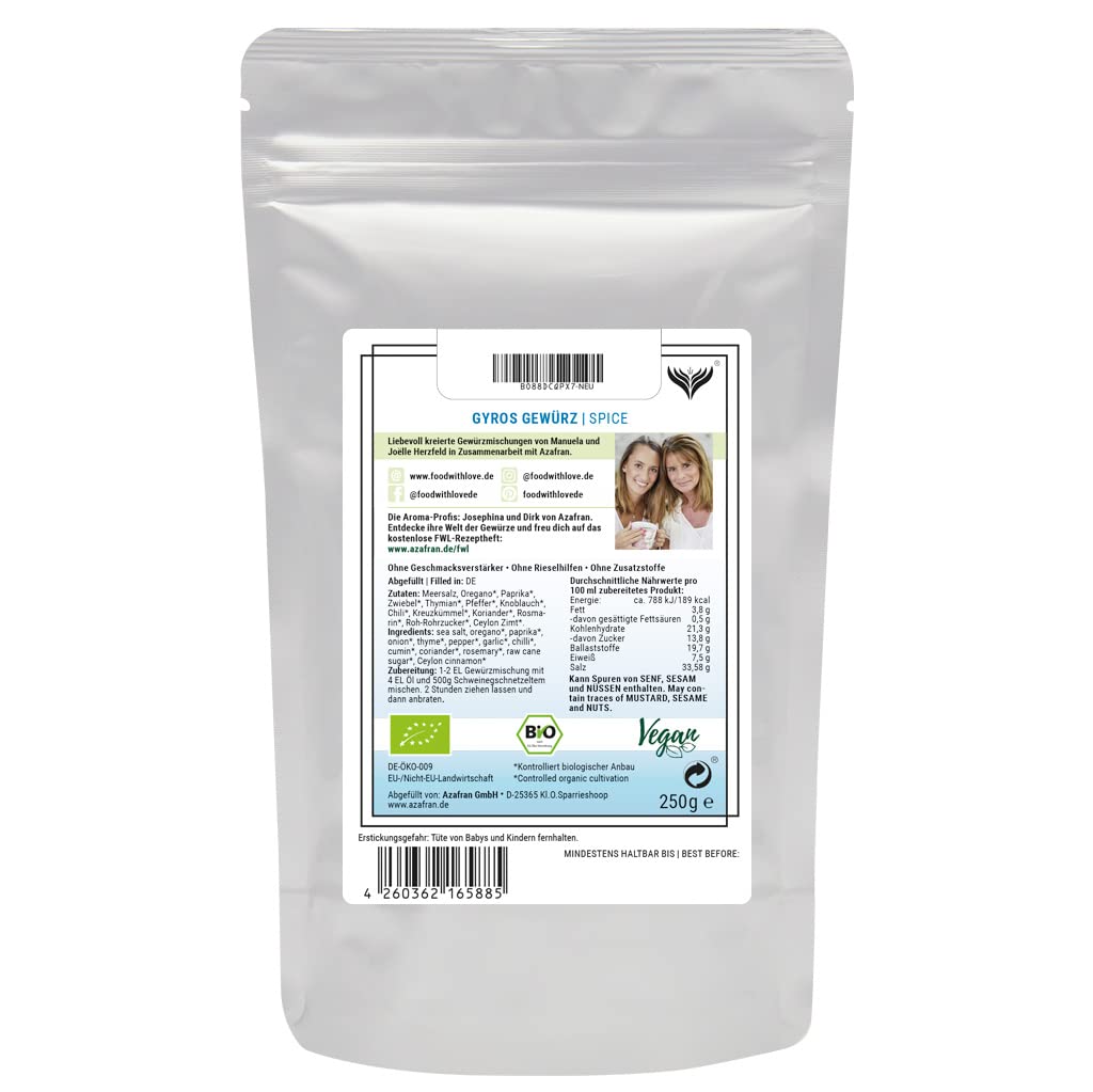 Azafran Bio Gyros Gewürzzubereitung Food with Love 1kg 1 kg (1er Pack), 1 kg (1er Pack)