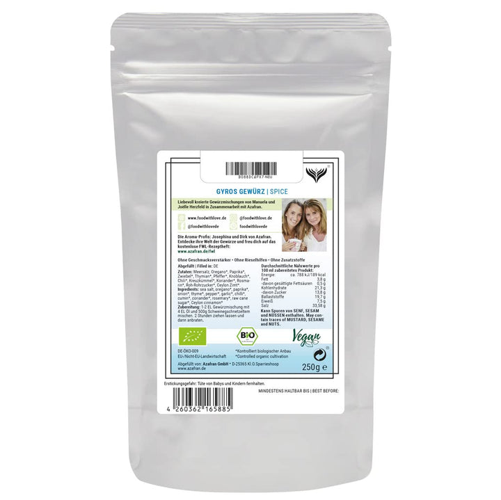Azafran Bio Gyros Gewürzzubereitung Food with Love 1kg 1 kg (1er Pack), 1 kg (1er Pack)