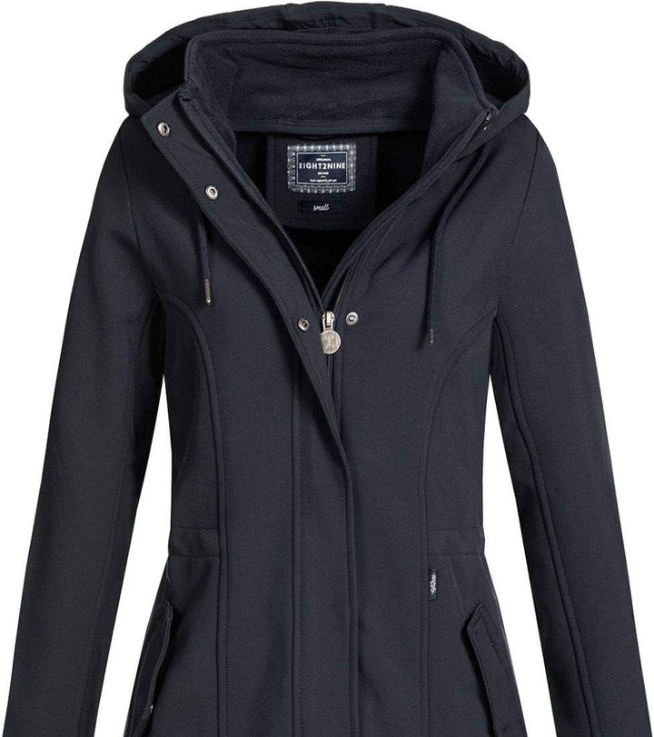 Eight2Nine Damen Softshelljacke LETN-041 Kurzmantel mit Kapuze, Night Navy